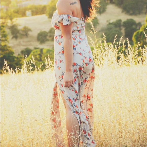 Off The Shoulder/Strapless Floral Maxi Dress - Picture 1 of 5